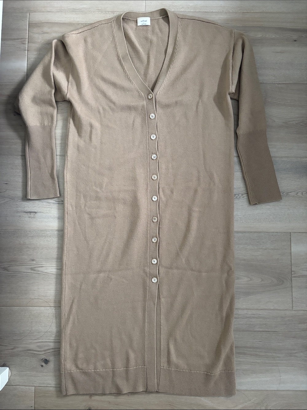 Aritzia Wilfred Utopia Long Sweater Dress in Tan